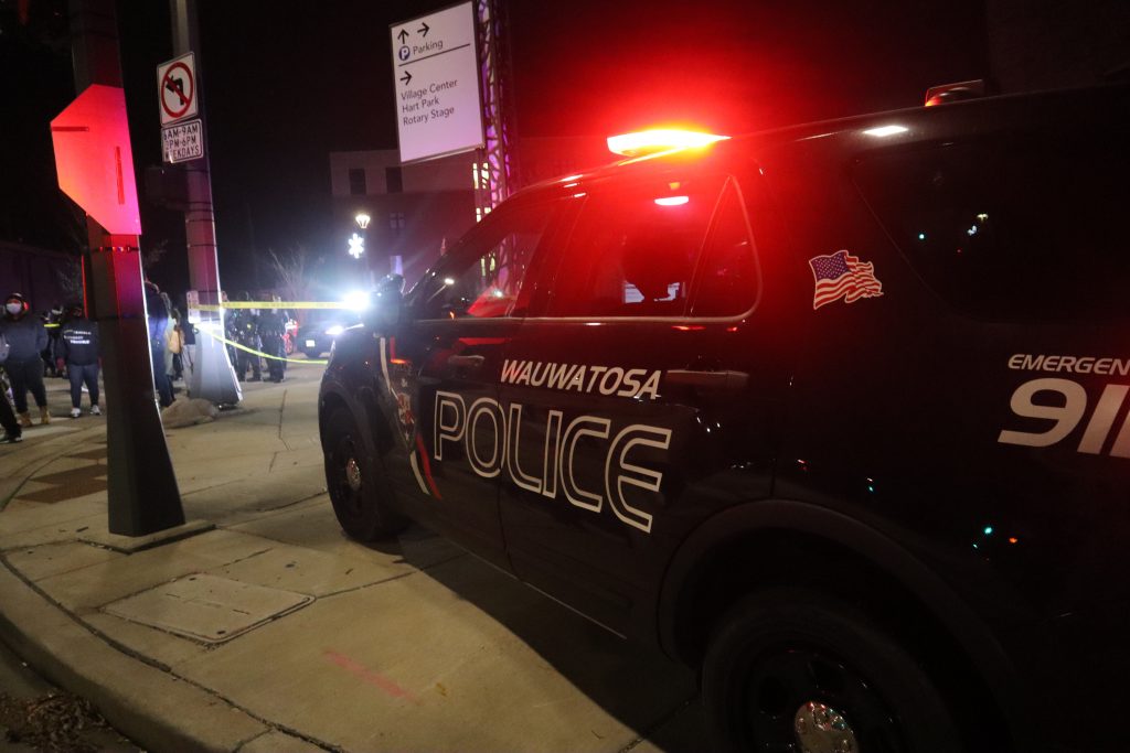 A Wauwatosa police squad on the scene of a officer-involved shooting. (Photo by Isiah Holmes/Wisconsin Examiner)