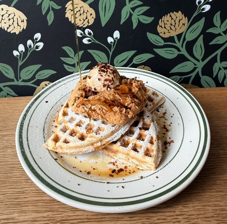 Honeypie Cafe's vegan chicken and waffles. Photo courtesty Café Corazón.