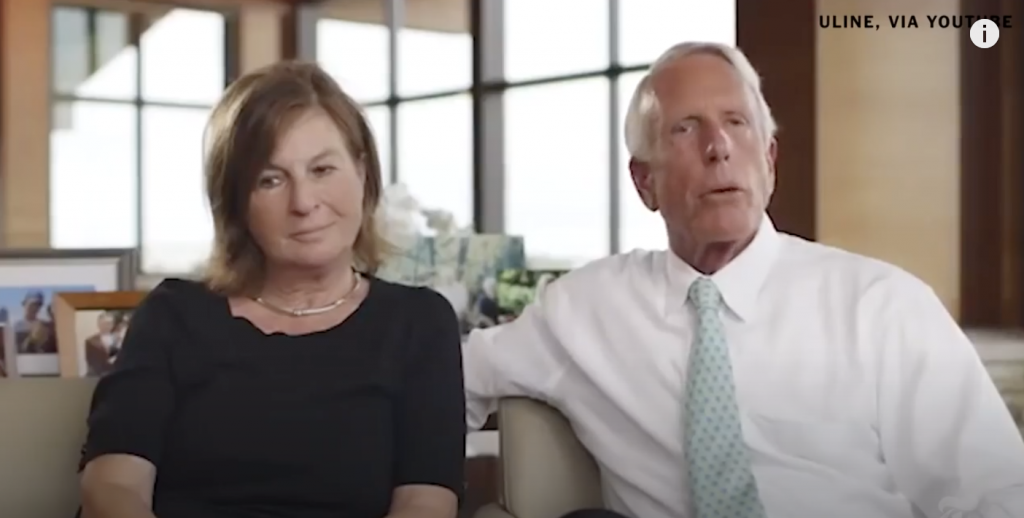 Elizabeth and Richard Uihlein (Screenshot from the New York Times YouTube video "Meet the Billionaire Couple Trying to Reshape the Republican Party")