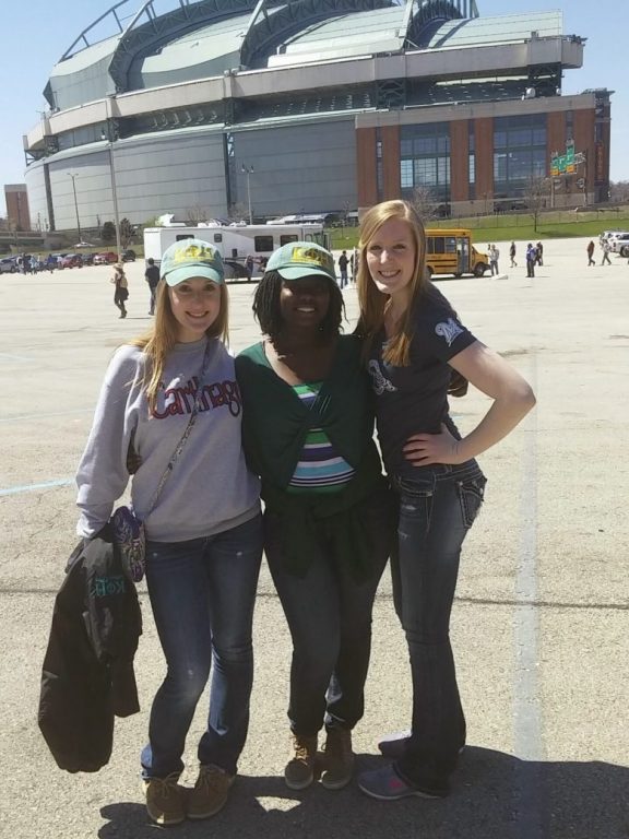 Ryeshia Farmer (center) and fellow fans outside of the stadium. (Photo provided by Ryeshia Farmer)