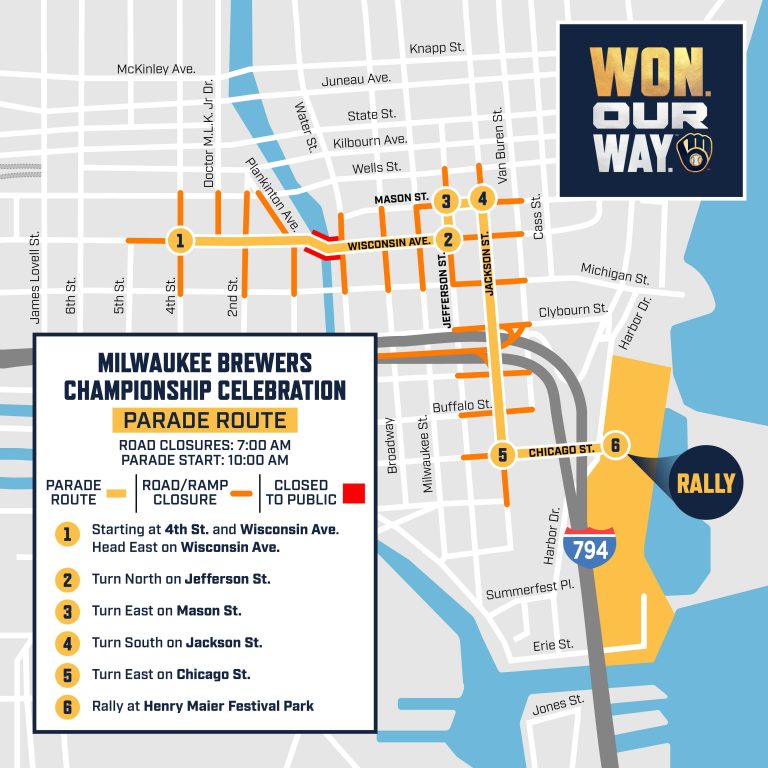 Milwaukee Brewers championship parade route. Image from the Milwaukee Brewers.