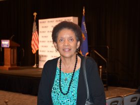 Deborah Blanks, attendee at Women for Crowley rally. Photo by Lauren Hafeman on Oct. 26, 2026.