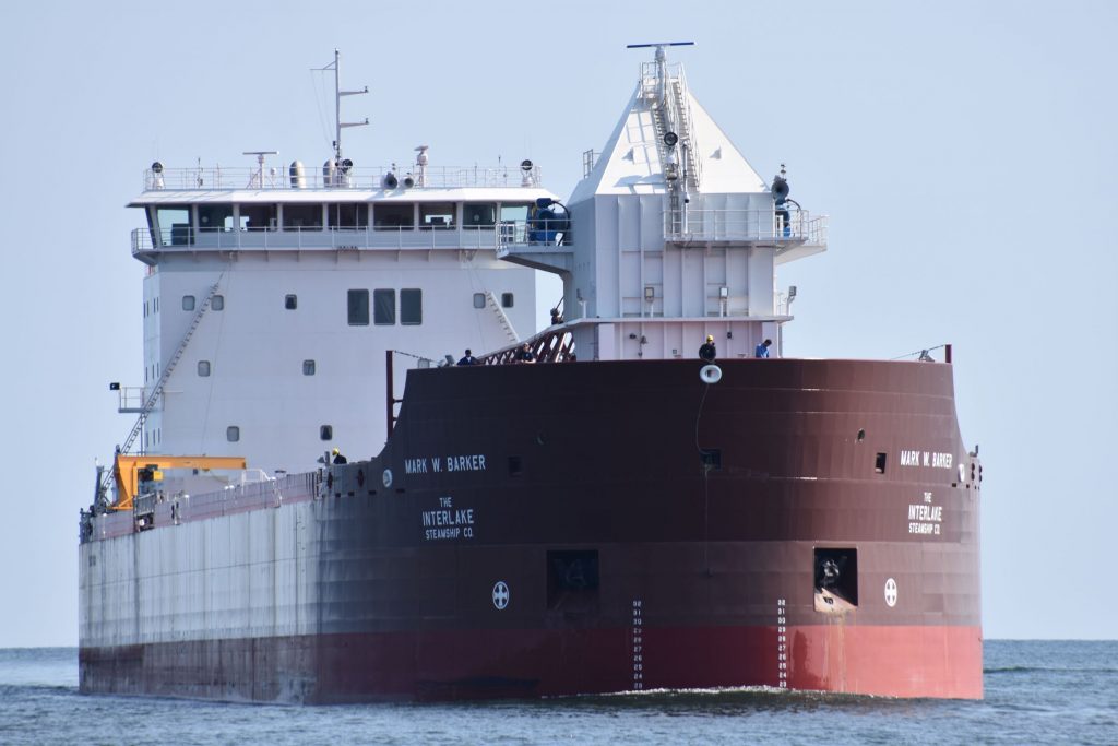 The Mark W. Barker arrives in the Twin Ports with a load of salt on Tuesday, Sept. 6, 2022. The vessel is the first U.S.-flagged freighter built on the Great Lakes in nearly 40 years. After unloading, the vessel was set to pick up iron ore in Duluth.  Danielle Kaeding/WPR