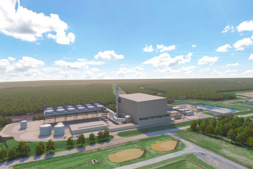 A rendering of the proposed Nemadji Trail Energy Center in Superior, which utilities say would provide enough power for roughly half a million homes. Image courtesy of Minnesota Power.