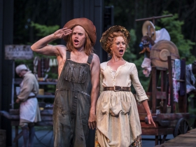 Josh Krause & Cristina Panfilio (foreground) and Reese Madigan, The Recruiting Officer, 2018.