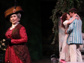 Sarah Day, Kelsey Brennan and Marcus Truschinski in The Importance of Being Earnest, 2014