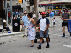 Mayor Cavalier Johnson and family  at the 2023 Humboldt Park Independence Day Parade