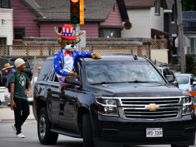 Milwaukee Bucks' Bango  at the 2023 Humboldt Park Independence Day Parade