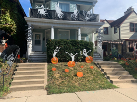 Some houses at Nightmare Before Christmas Bay View have less decorations, but are still part of the display. Photo taken Oct. 19, 2021 by Annie Mattea.