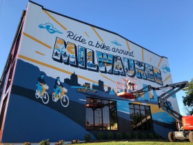 In-Progress Ride a Bike Around Milwaukee Mural