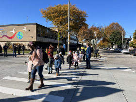 Parkside Students Cross S. Howell Ave. Raised Crosswalk