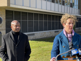 Ald. Marina Dimitrijevic (right) and Mayor Cavalier Johnson at Raised Crosswalk Event