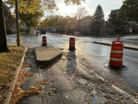 Oklahoma Avenue Curb Bumpouts Before Paint and Signage