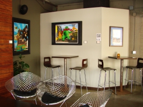 Side tables in three season room.