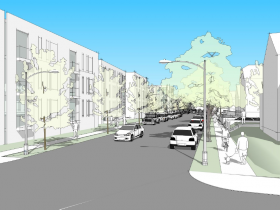 A view from E. Ward St. and S. Robinson Ave.