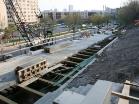 Marsupial Bridge trestle stair under construction.
