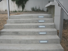 Lit staircase.