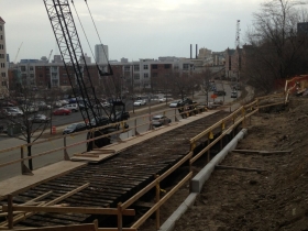 Marsupial Bridge trestle stair  under construction.