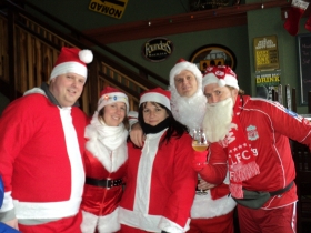 Dave Reid, Marissa Wesley, Mariiana Tzotcheva, Chris Socha, and Mike Eitel at the Nomad during the 2011 Santa Rampage.