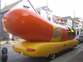 The Oscar Mayer Wienermobile on Brady Street.