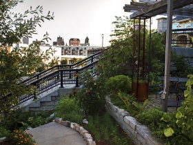 The staircase heads down to the Beerline. View from Wolf Peach.