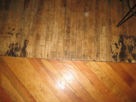 Mismatched flooring.