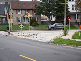 Closed Slip Lane at S. 27th St. and W. Pierce St.