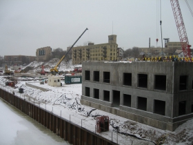 Construction of the River House apartment complex