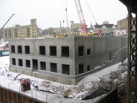 Construction of the River House apartment complex