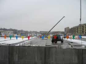 Construction of the River House apartment complex