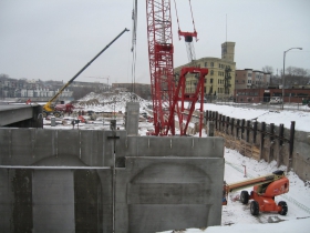 Construction of the River House apartment complex