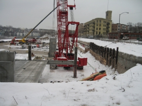 Construction of the River House apartment complex