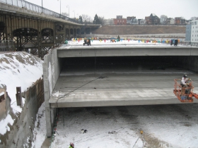 Construction of the River House apartment complex