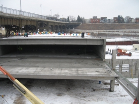 Construction of the River House apartment complex