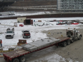 Construction of the River House apartment complex