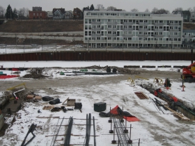 Construction of the River House apartment complex