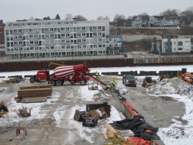 Construction of the River House apartment complex