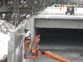 Construction of the River House apartment complex