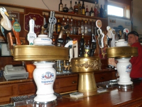 Behind the bar at Romans' Pub.
