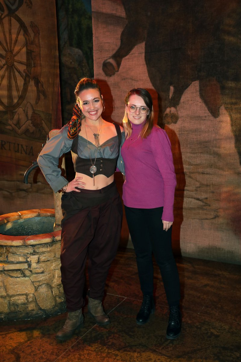 Meghan Folkerts and Cassandra Stutzman, Costume Design Intern from Mount Mary University.