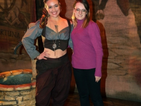 Meghan Folkerts and Cassandra Stutzman, Costume Design Intern from Mount Mary University.