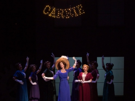 Sister Carrie at the Florentine Opera. Scenic design by Kris Stone, lighting design by Noele Stollmack, costume design by Rachel Laritz , wigs and makeup by Dawn Rivard. Photo by Kathy Wittman