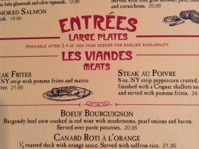 The Menu at Chez Jacques