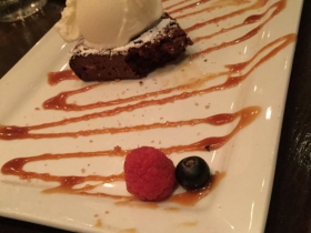 Brownie with vanilla ice cream