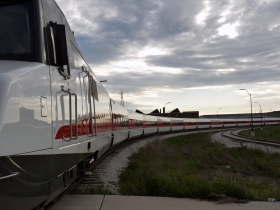 Talgo Trainsets Leaving Milwaukee