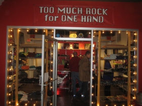 Fred Gillich's shop lights up the Marshall Building.