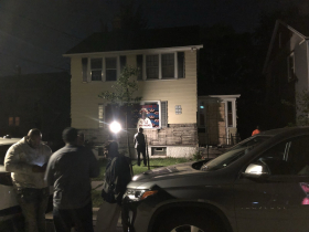 Hamilton Talks with Mother Freeman and Others During Garden Homes Cleanup