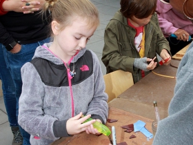 Clare Tutkowski tried her hand at glass cutting. Photo by Erol Reyal