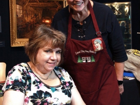 Jeaninne with Patty Sherma from Cream City Rug Hooking Guild. Photo by Erol Reyal