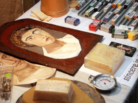 Display of Encaustic Painting and Wax in Art by Architect, John Peine, Wauwatosa, WI. Photo by Erol Reyal
